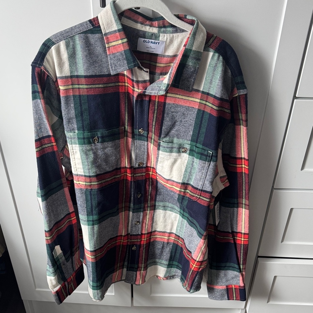 Old Navy Men's Casual Plaid Shirt - Red, Green, Blue